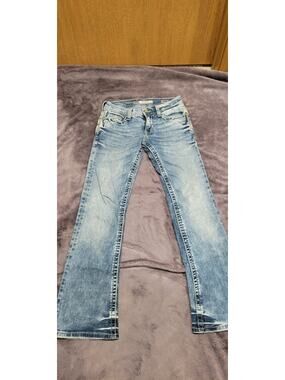 Buckle BKE Aiden Jeans Women 26R Light Wash Bootcut Denim Embroidered Pocket Y2K